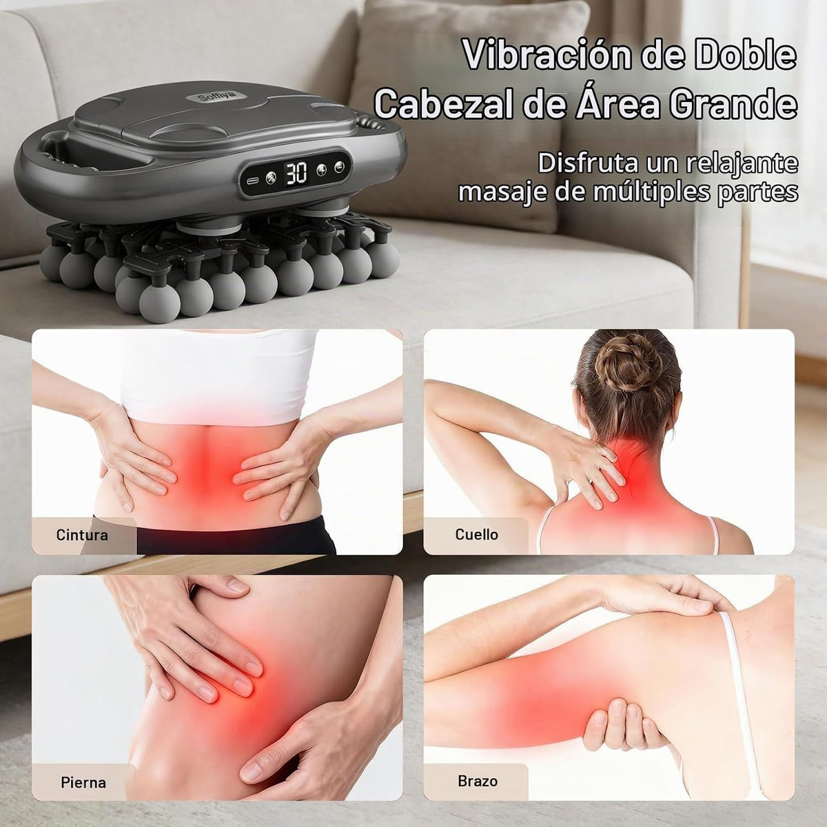 Pistola de masaje de 16 cabezales de tejido profundo, 9 velocidades...