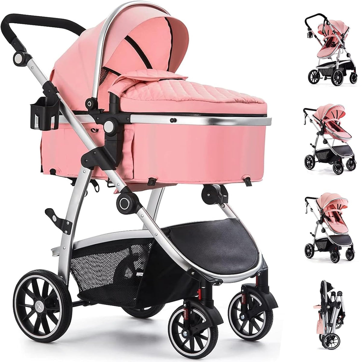Hagaday Cochecito de bebé, asiento reversible 2 en 1 para niños peq...