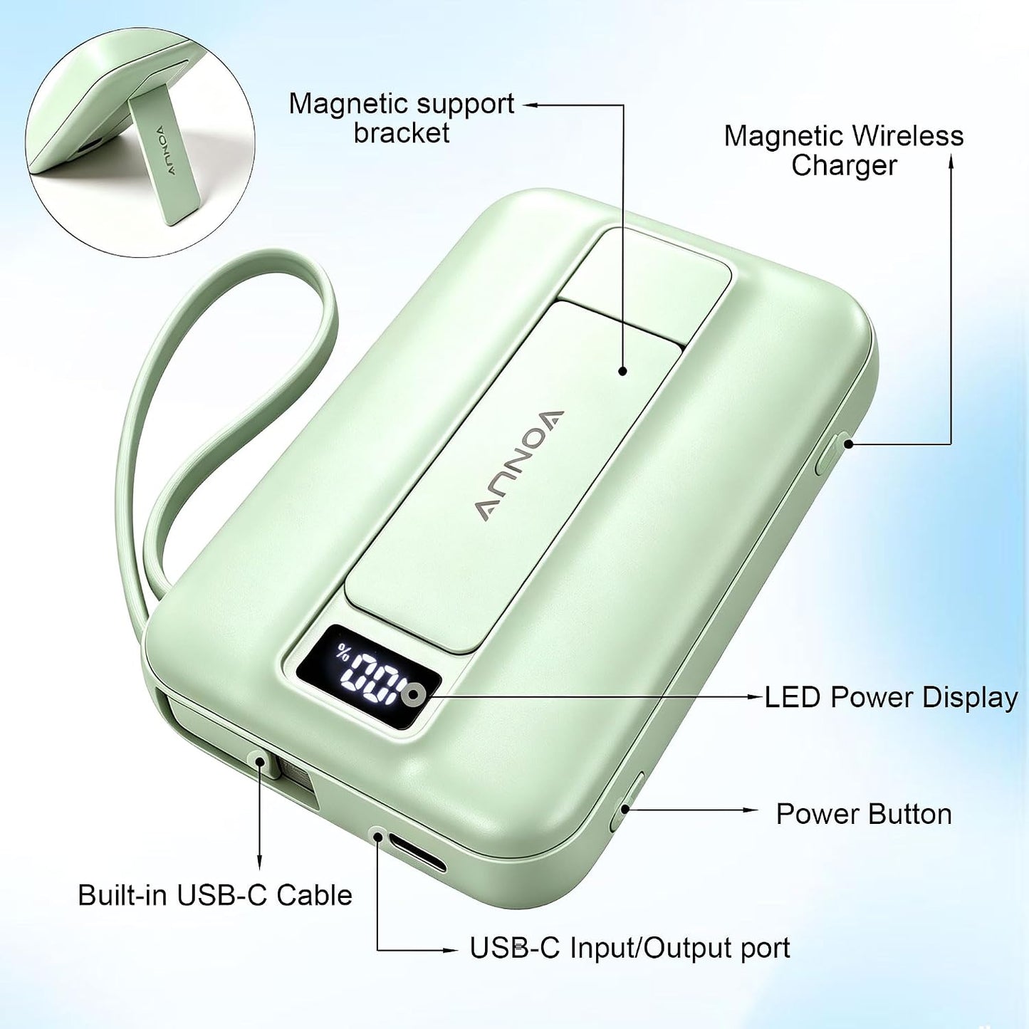 VONUV Banco de energía magnético de 10000 mAh, cargador rápido con...