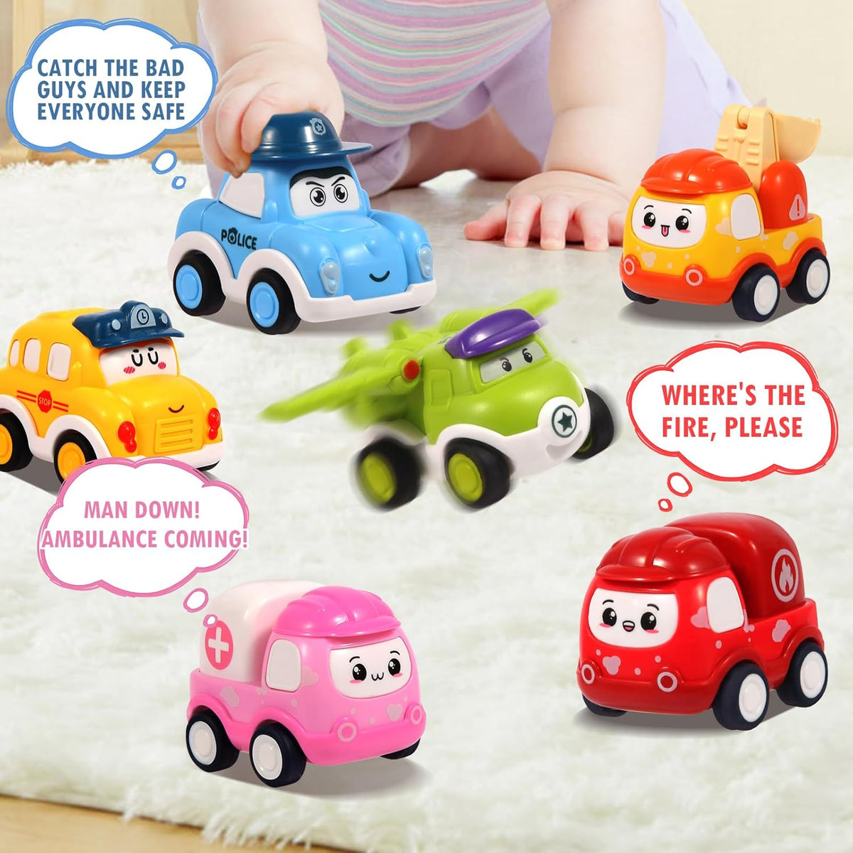 12 piezas de juguetes de coches de tracción para niños de 1 2 3 año...