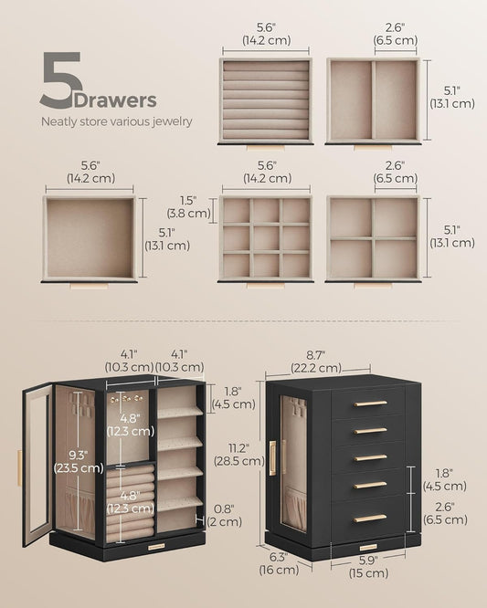 SONGMICS GISELLA Collection UJBC170B01 - Organizador de joyero gira...