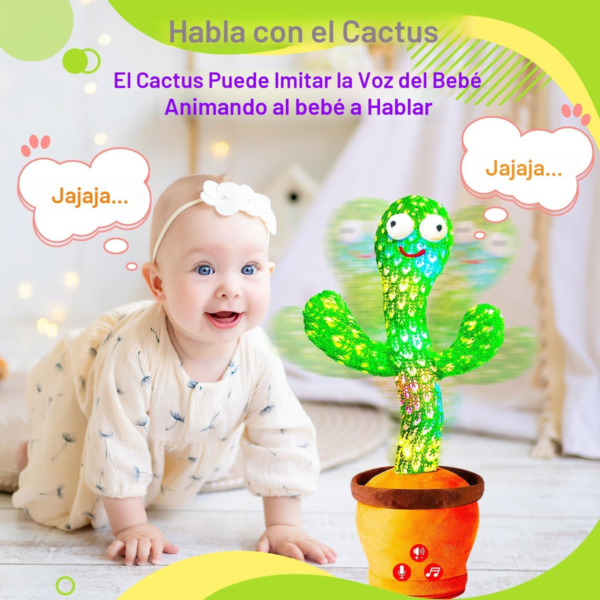 Vitosup Juguetes recargables para bebés, juguete de cactus que habl...