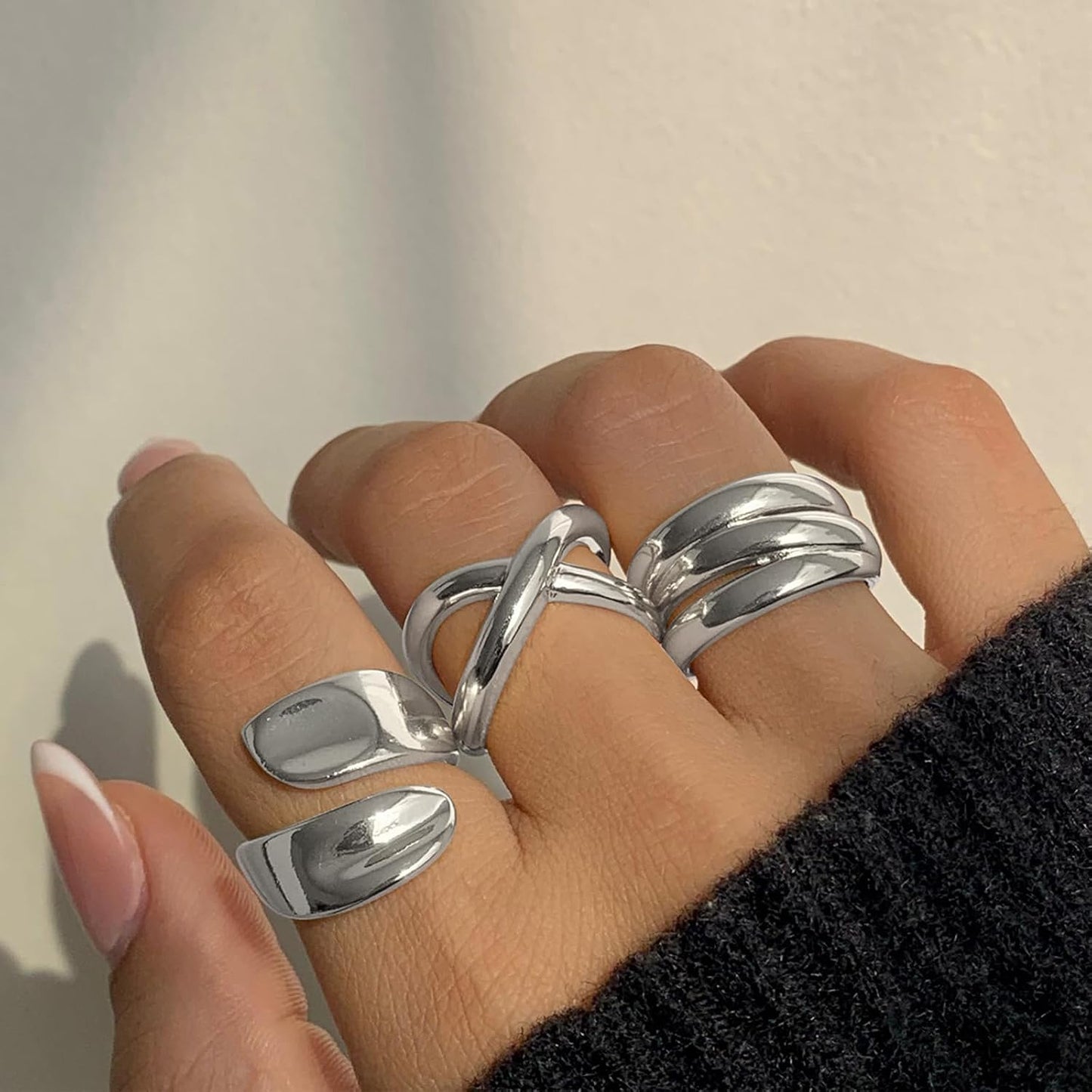 YEEZII Anillos Gruesos de Oro para Mujer Sin Deslustre, Anillo de P...