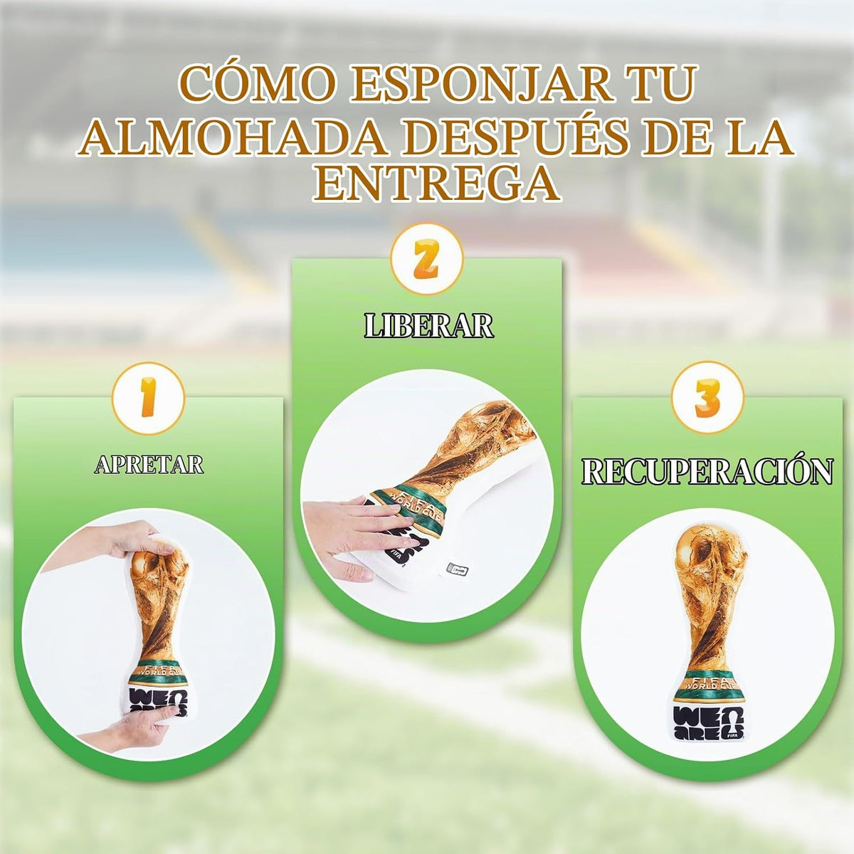 MESUCA Almohada de peluche de trofeo de la Copa Mundial de la FIFA...