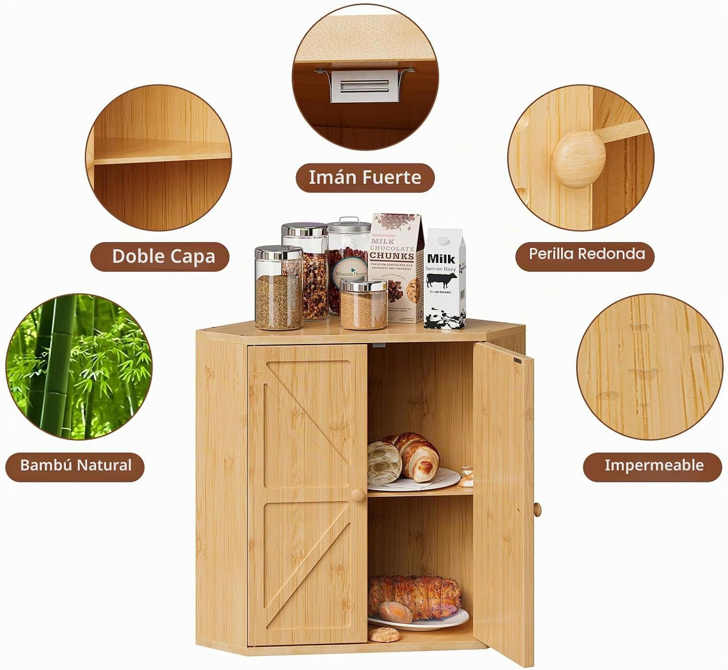Trironsun Panera de esquina para encimera de cocina, contenedor de...