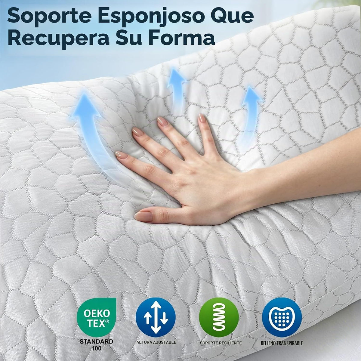 Juego de 2 almohadas refrescantes tamaño King, almohadas de espuma...