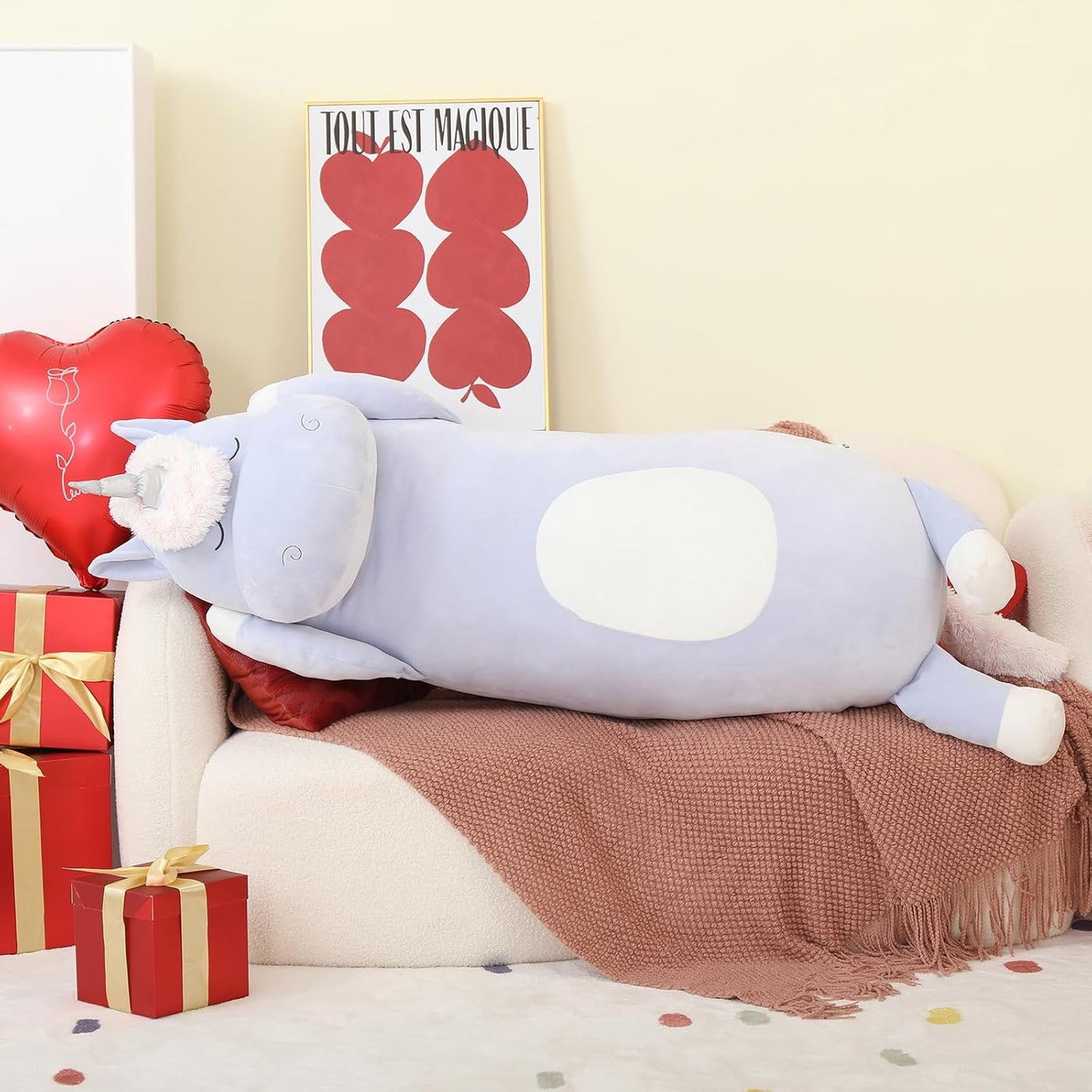 MorisMos Peluche de Unicornio Gigante de 4 Pies, 51 Pulgadas de Lar...