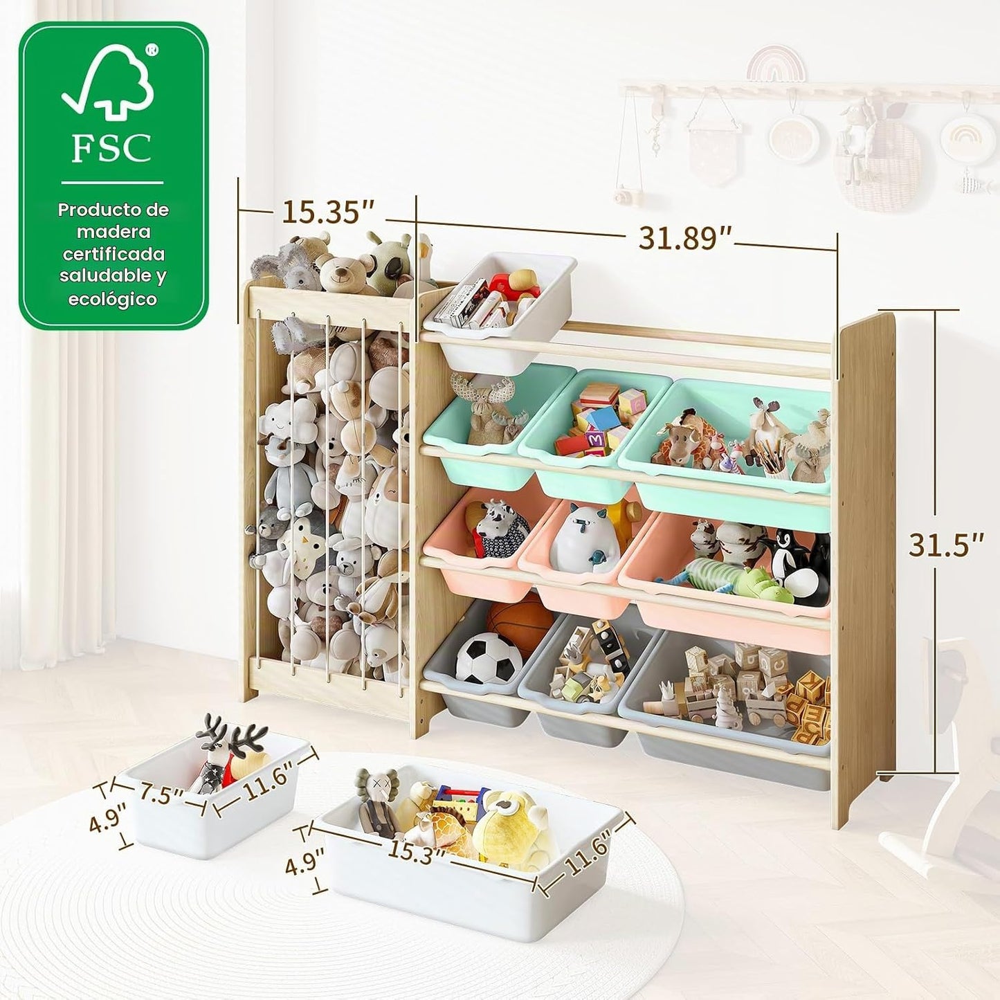 EXPERLAM Organizador de almacenamiento de juguetes para niños, 2 en...
