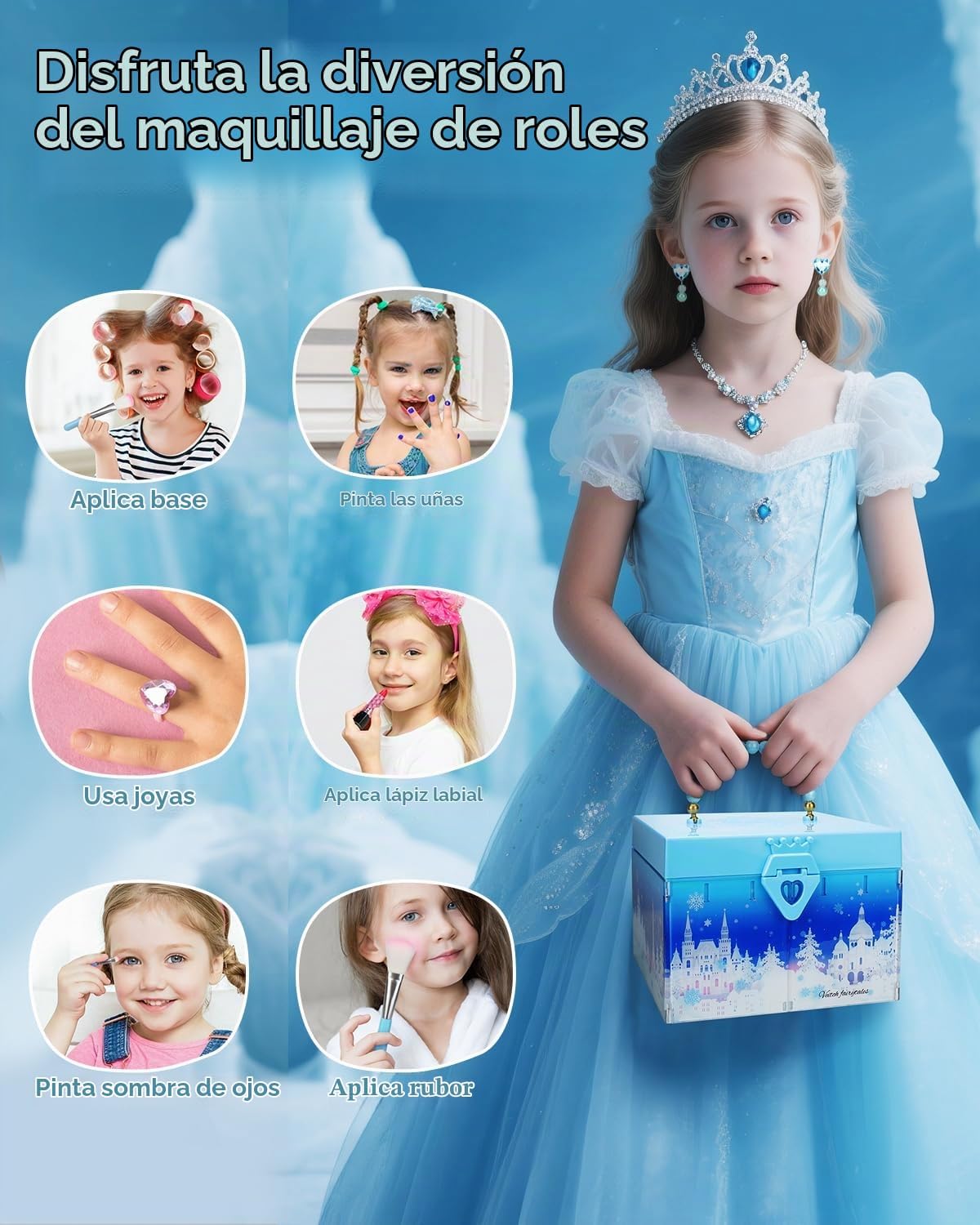 Kit de maquillaje para niñas, juguetes de Frozen para juegos de maq...