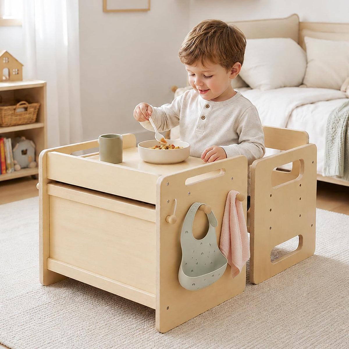 bpmfkid Juego de Mesa y Silla de Destete Montessori - Diseño Ajusta...