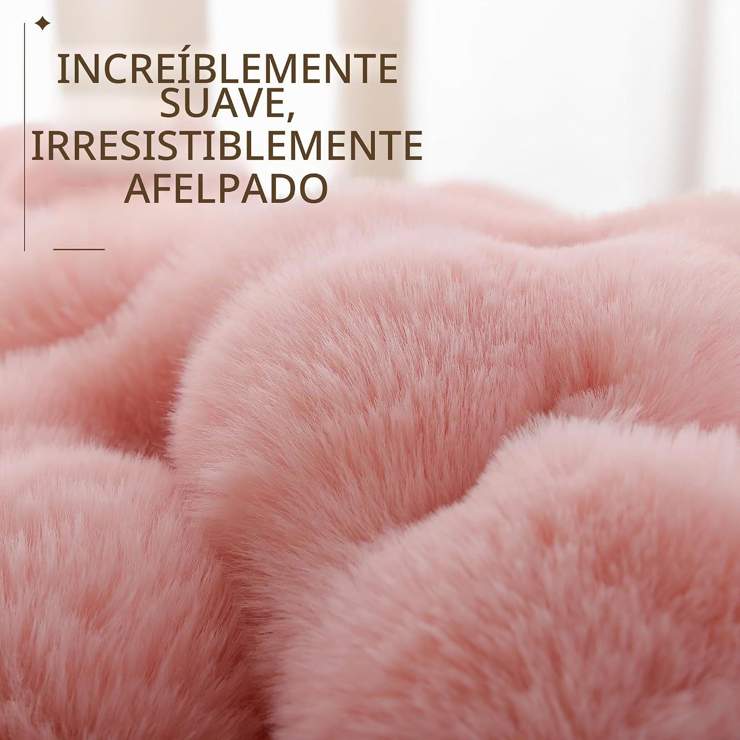 Smoofy - Manta de piel sintética para sofá \u2013 Rosa suave y espo...