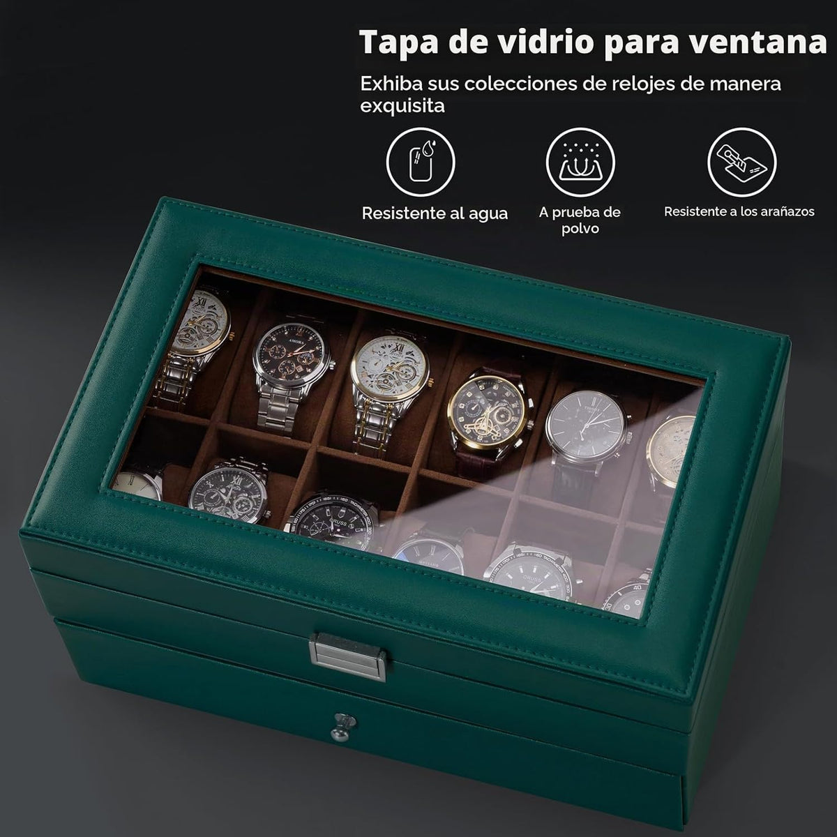 ProCase Caja de reloj, caja de reloj de 12 ranuras para hombre con...