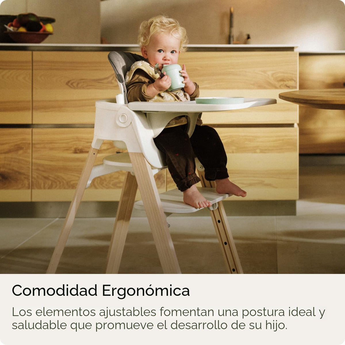 Stokke Steps - Silla alta para bebés y niños, color blanco y natura...