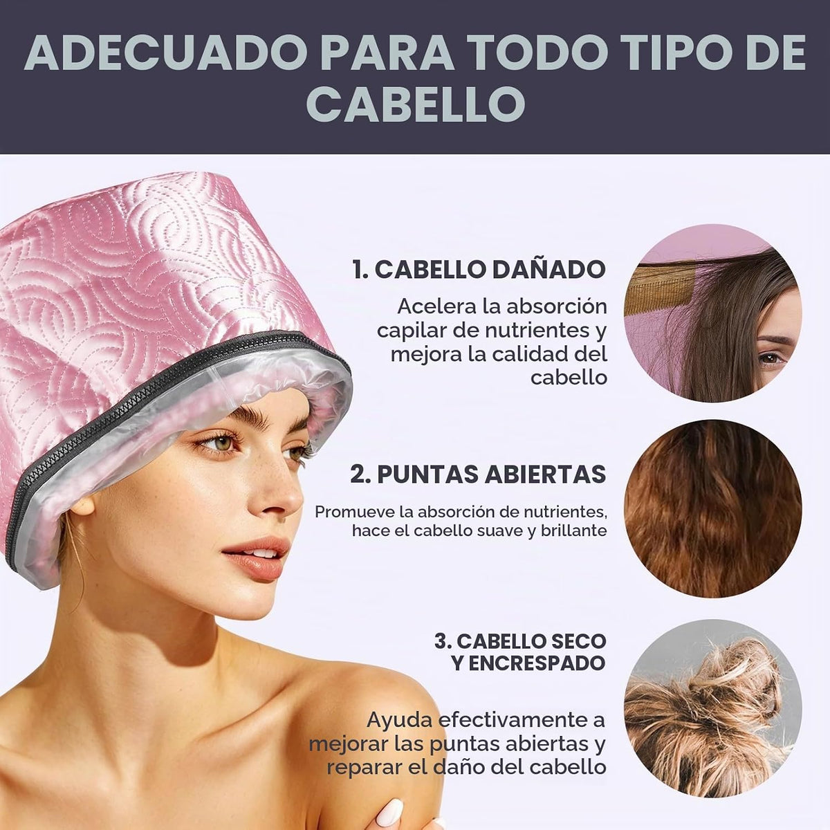 Gorra eléctrica de vapor para el cabello con control de temperatura...