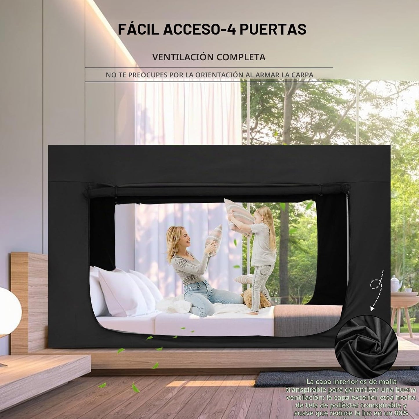 Quinnsus - Tienda de campaña para cama, toldo de cama tamaño Queen...