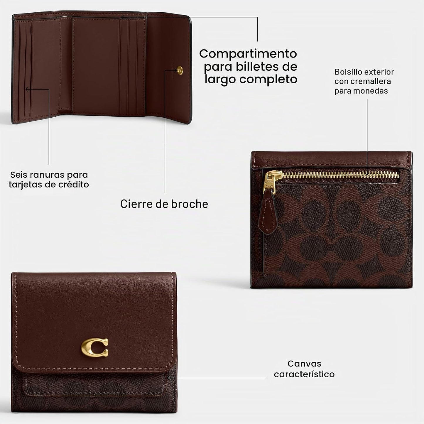COACH, Cartera pequeña con solapa Mila para mujer