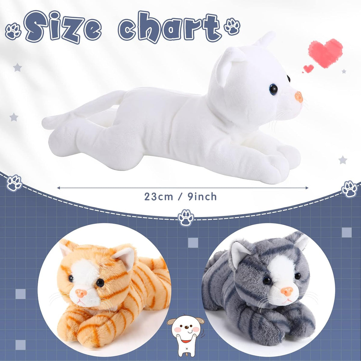 Harrycle 3 piezas de 9 pulgadas gato de peluche de juguete de regal...