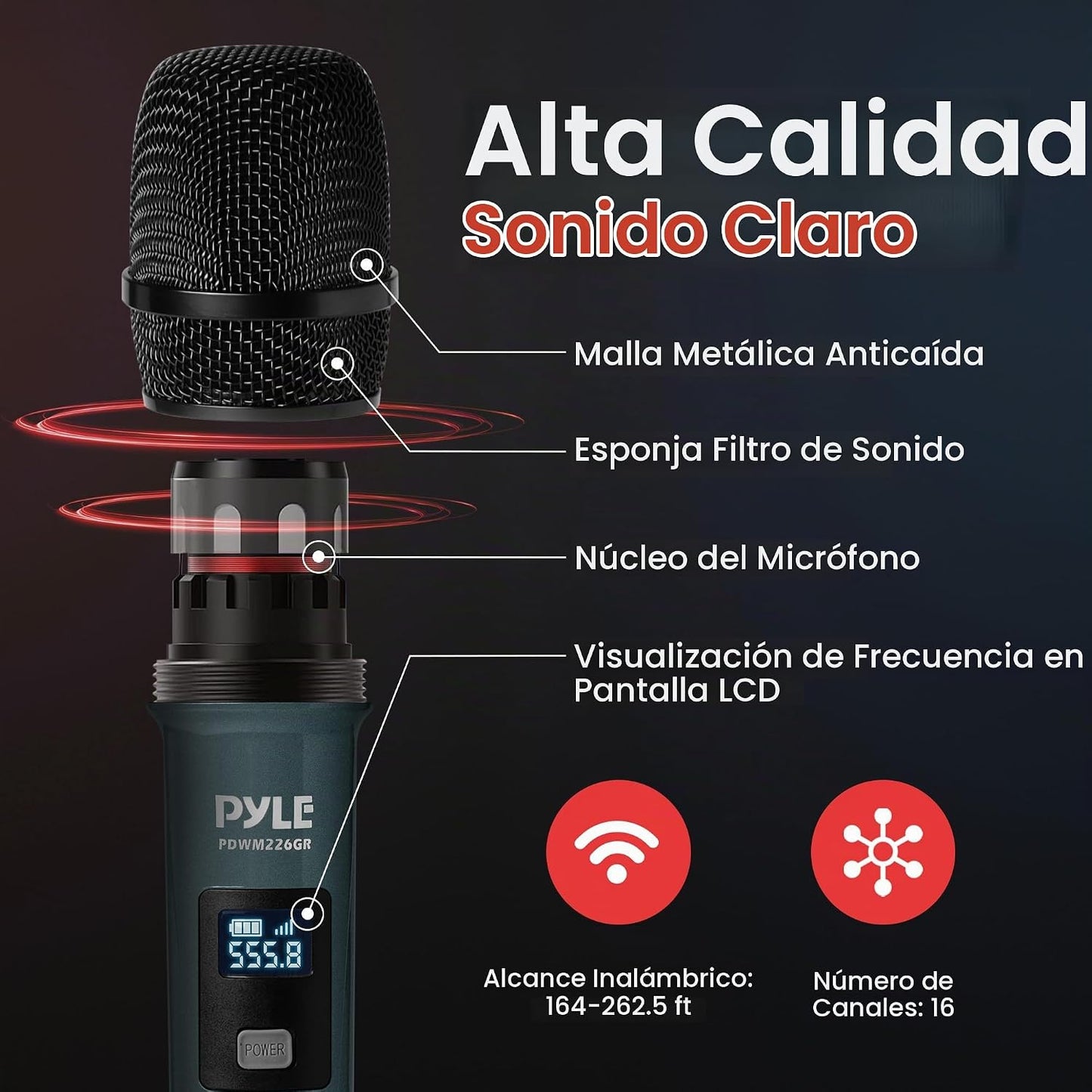 Pyle Sistema Portátil de Receptor de Banda UHF, Sistema de Micrófon...