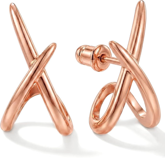 Aretes de oro para mujer, modernos, aretes de tuerca de oro de 14 q...