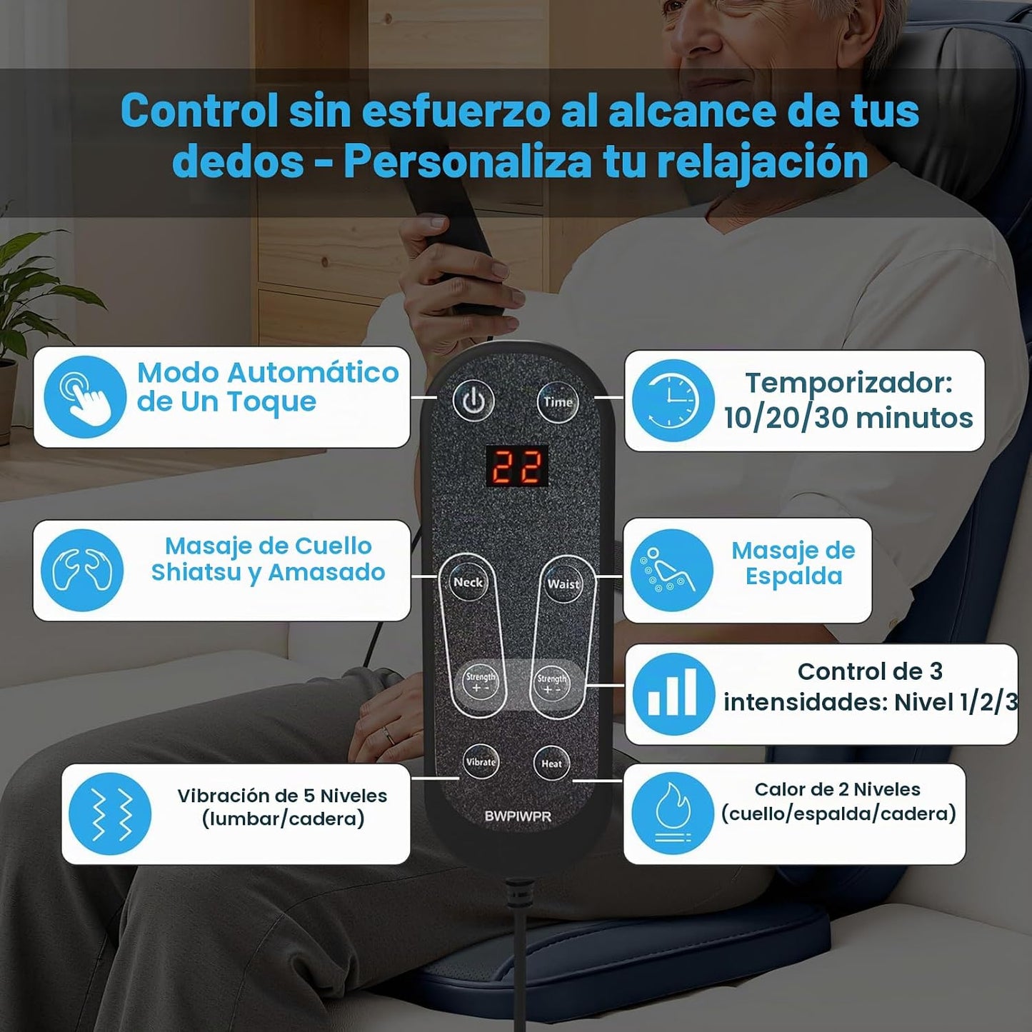 Makerzone - Masajeador de espalda para silla con módulos de doble c...