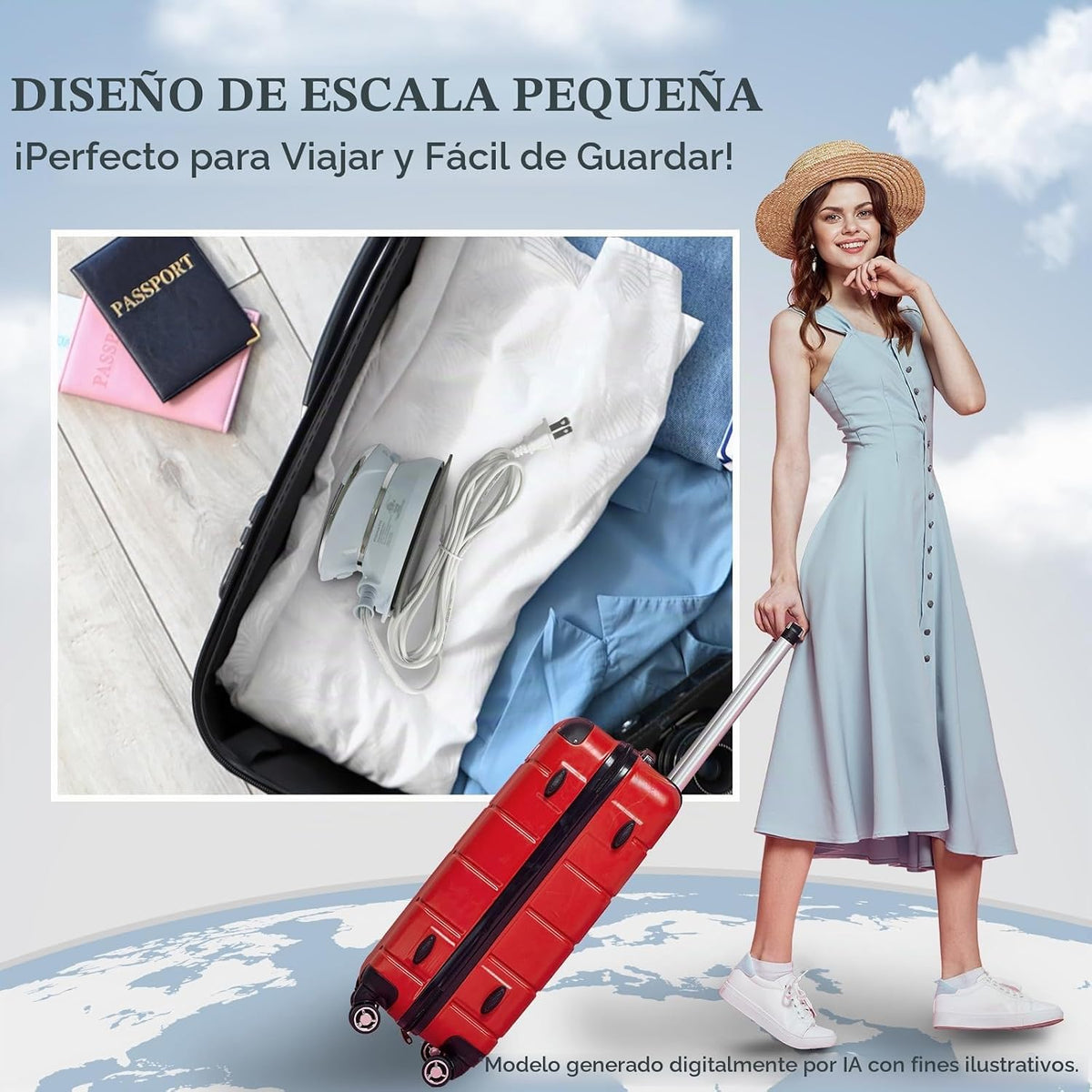 PIOMATIC Mini plancha de viaje con vapor para ropa con doble voltaj...