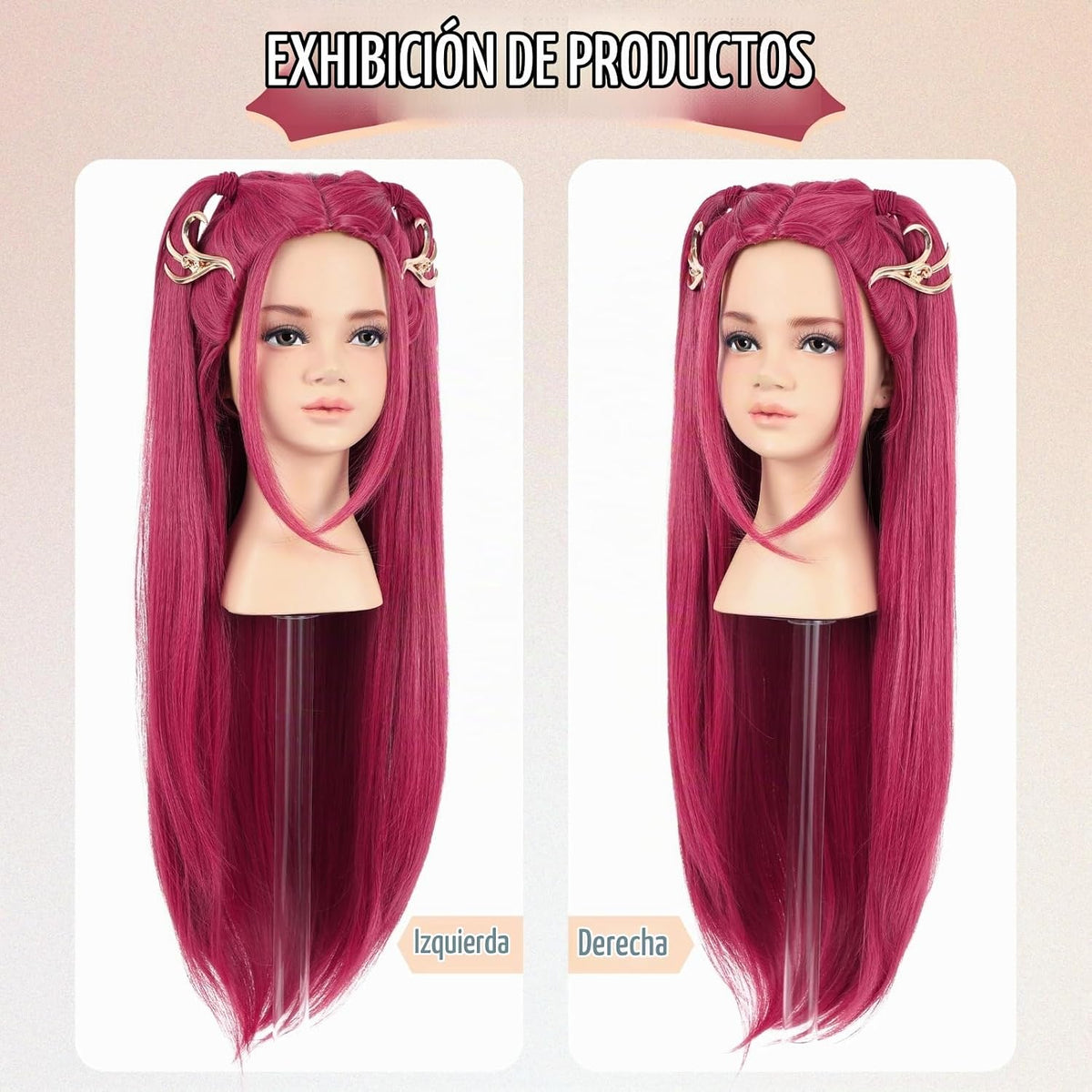 PUREHAIR - Peluca larga de anime en rojo y rosa para disfraz \u2013...