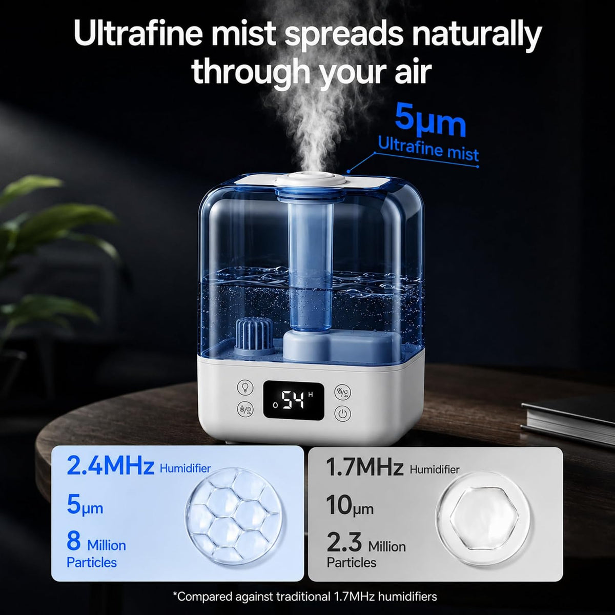 Humidificador de 5 litros para dormitorio, humidistato automático,...
