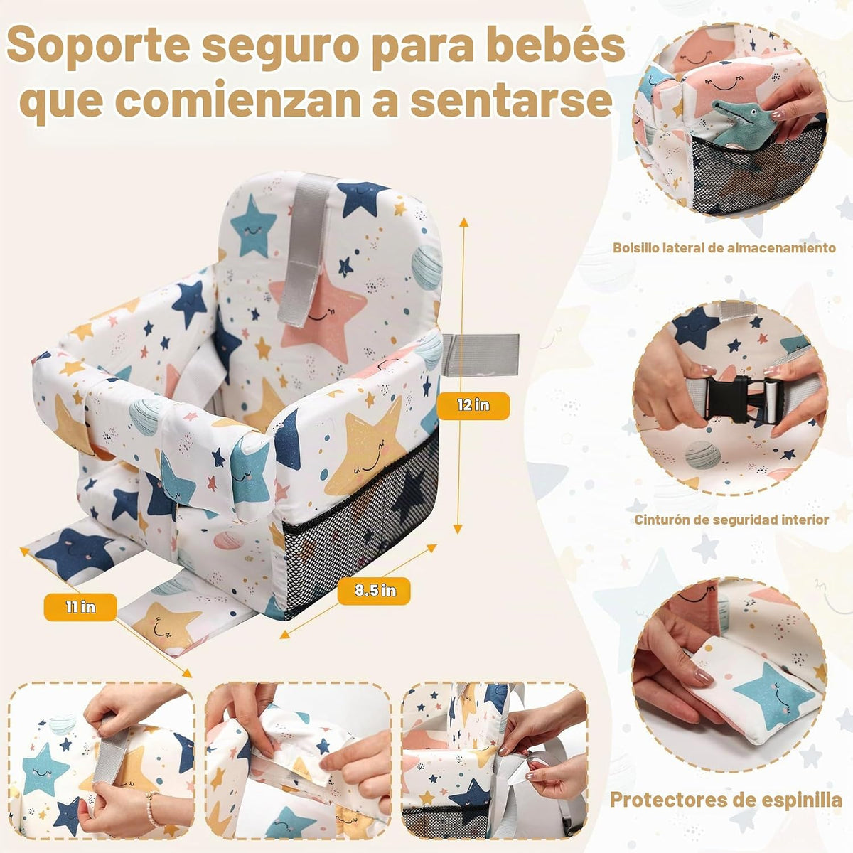 Funda de asiento de carrito de compras para bebé niña y niño, funda...