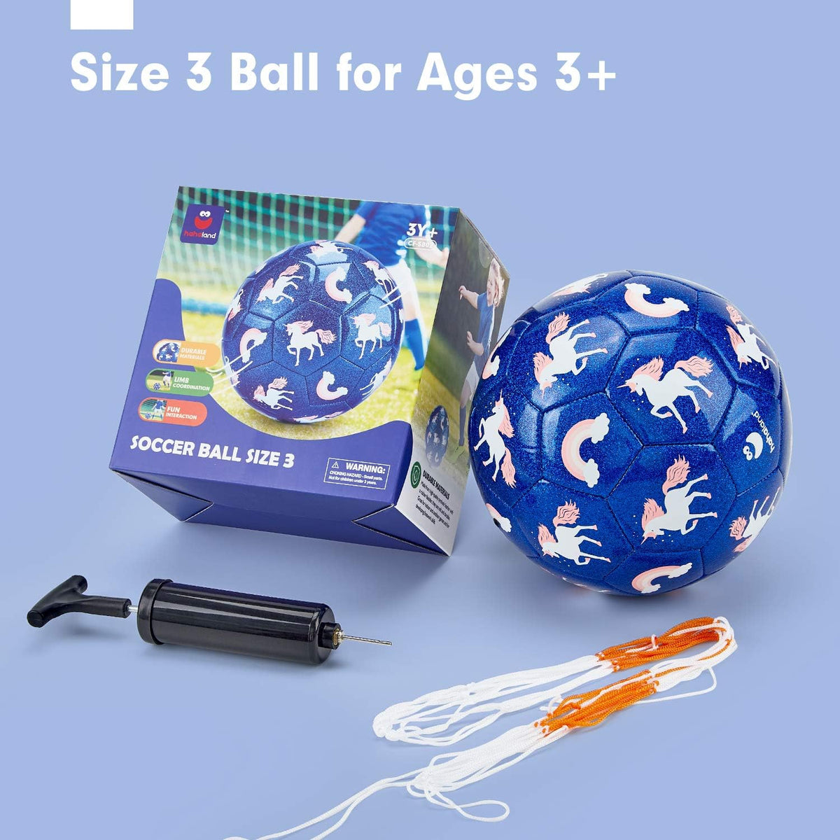 hahaland Balón de fútbol tamaño 3 con bomba, balón desinflado y bol...