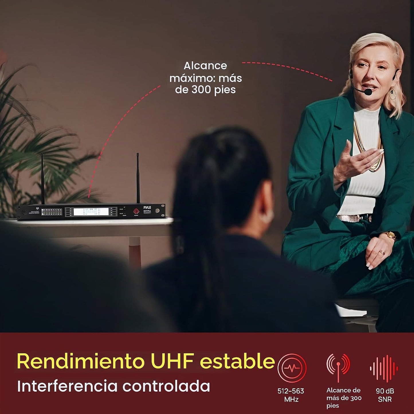 Pyle Sistema de micrófono inalámbrico UHF de 8 canales con 8 micróf...