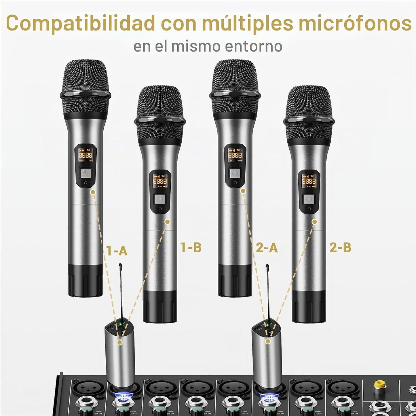 Micrófonos inalámbricos TONOR, micrófono de karaoke UHF con recepto...