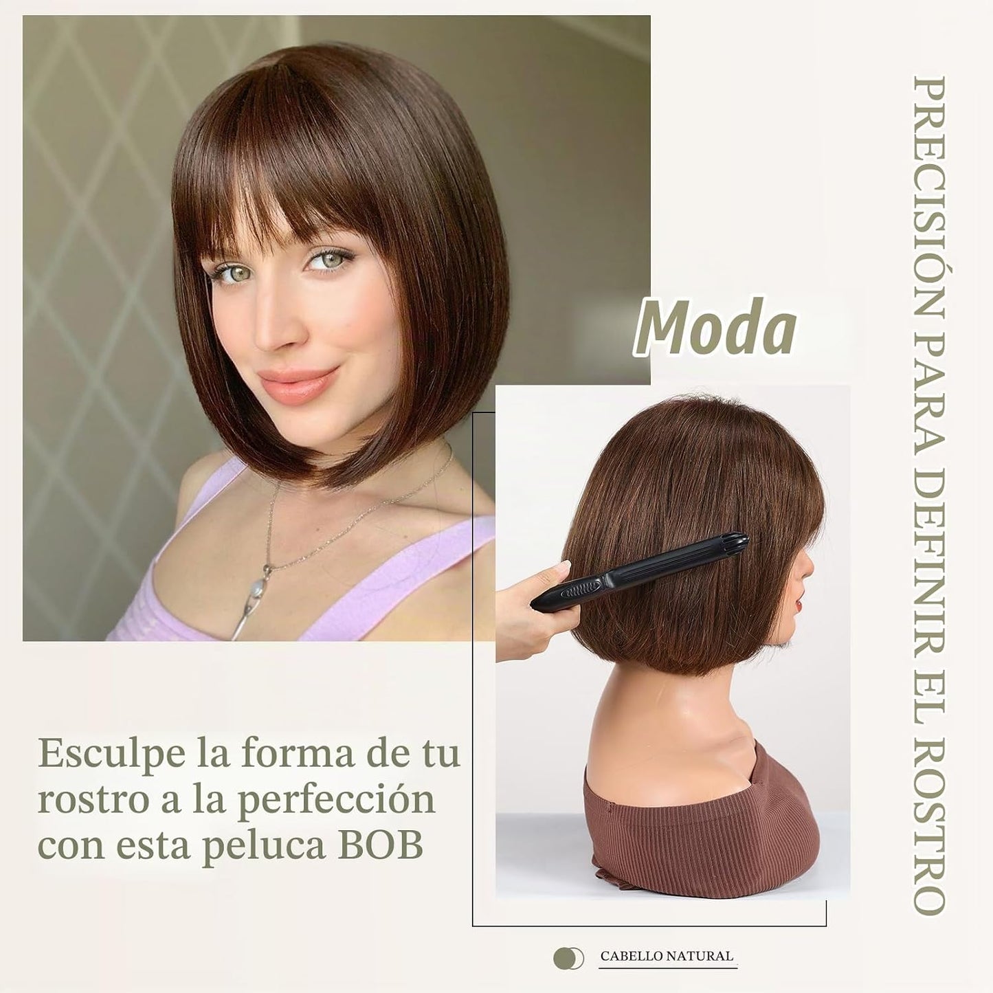 RSY Peluca de mezcla de cabello humano estilo Bob, pelucas de fibra...