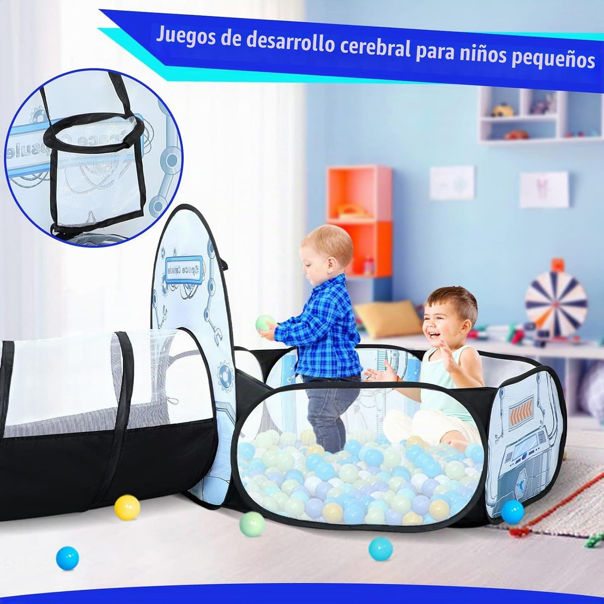 Tienda de campaña para niñas de 3 piezas con piscina de pelotas, tú...