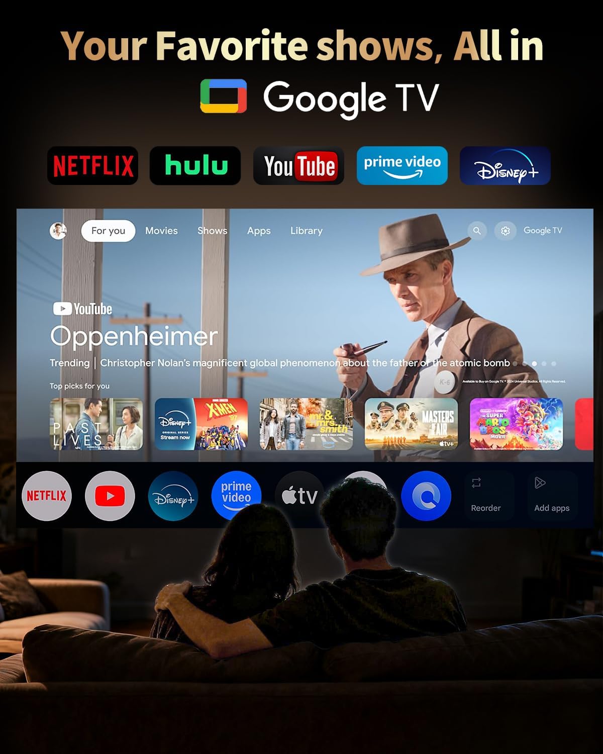 DESS Proyector de video de cine en casa inteligente 4K con WiFi, Bl...