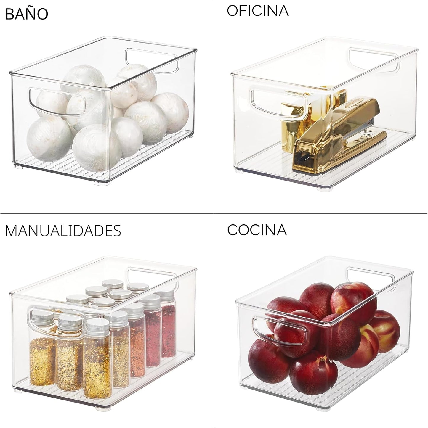 iDesign - Contenedor de plástico transparente apilable - Organizado...