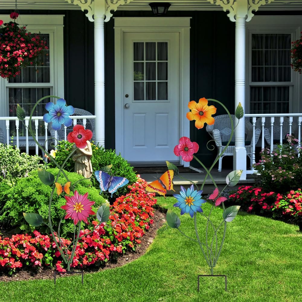 YEAHOME Decoración de jardín para exteriores, paquete de 2 estacas...