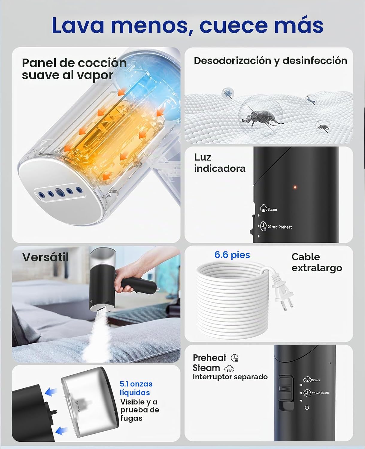Vaporizador de mano para ropa, vaporizador de viaje plegable de 120...