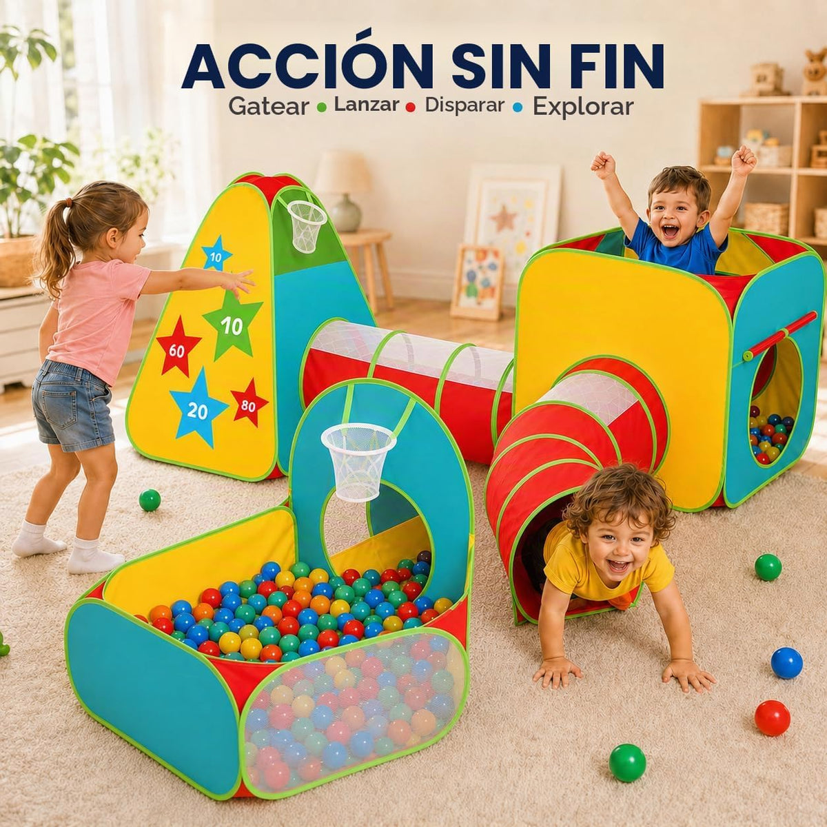 Tienda de campaña de 5 piezas para niños pequeños con hoyo de bolas...