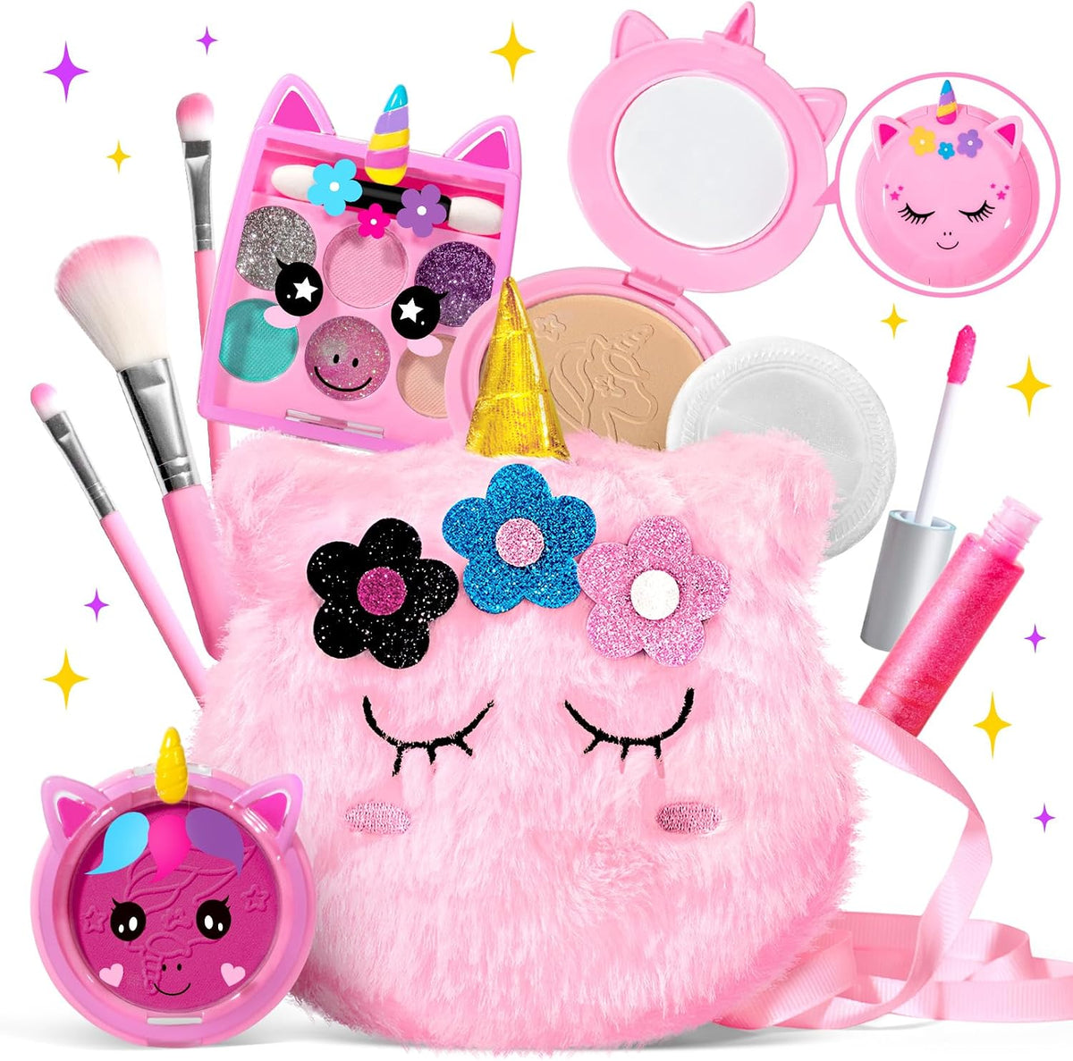 ULOVEME Kit de maquillaje lavable para niñas de 4 a 6 años con mone...