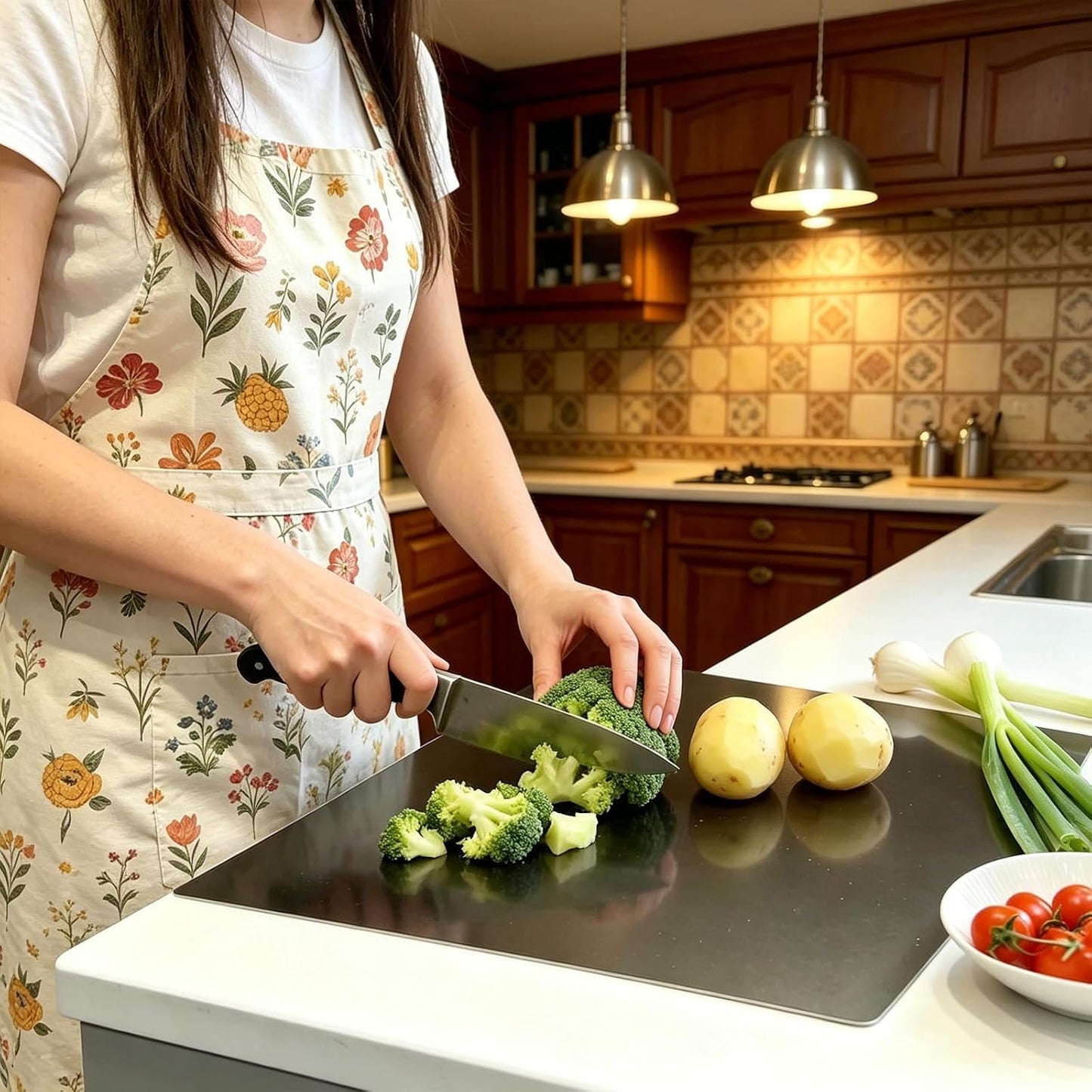 2 tablas de cortar grandes de acero inoxidable con labio, tablas de...