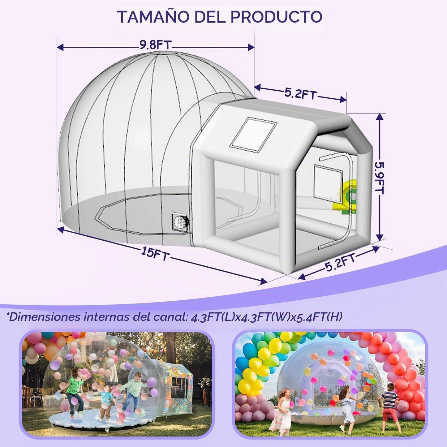 Cúpula inflable de la casa de la burbuja de 10ft para los niños, ti...