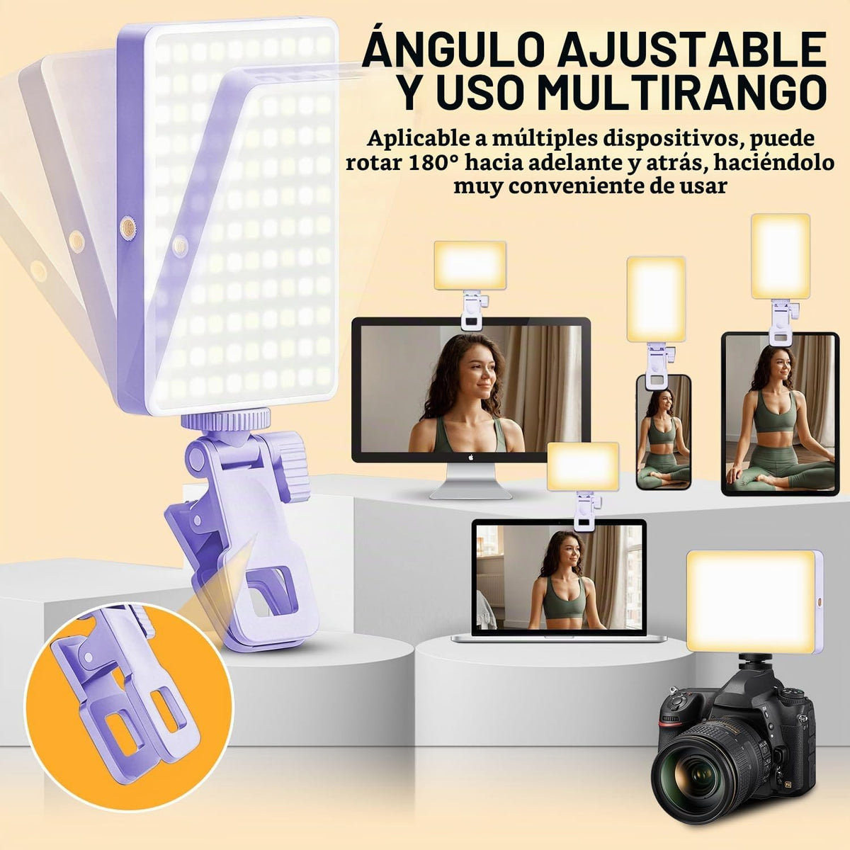 Luz de selfie de 120 LED para iPhone, luz de teléfono portátil con...