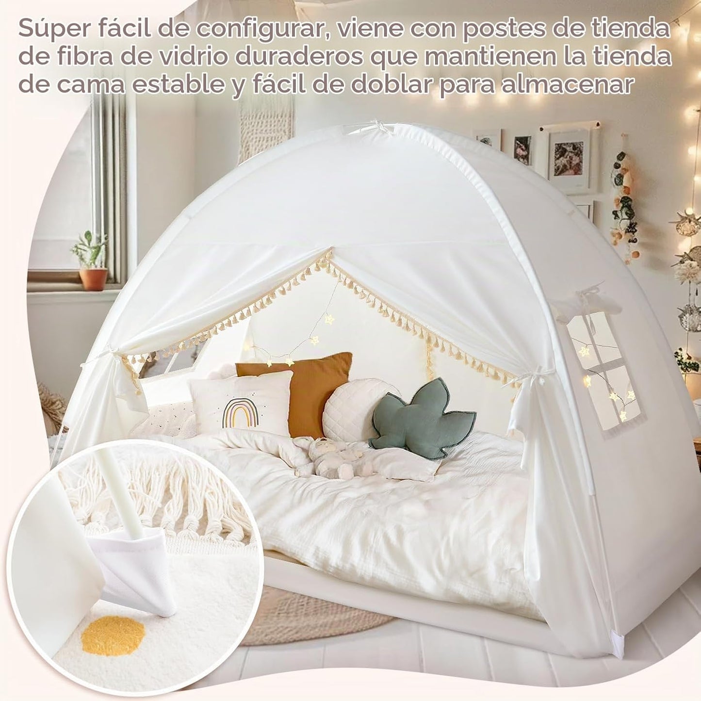 Tienda de campaña de cama individual para niños, toldo de princesa...