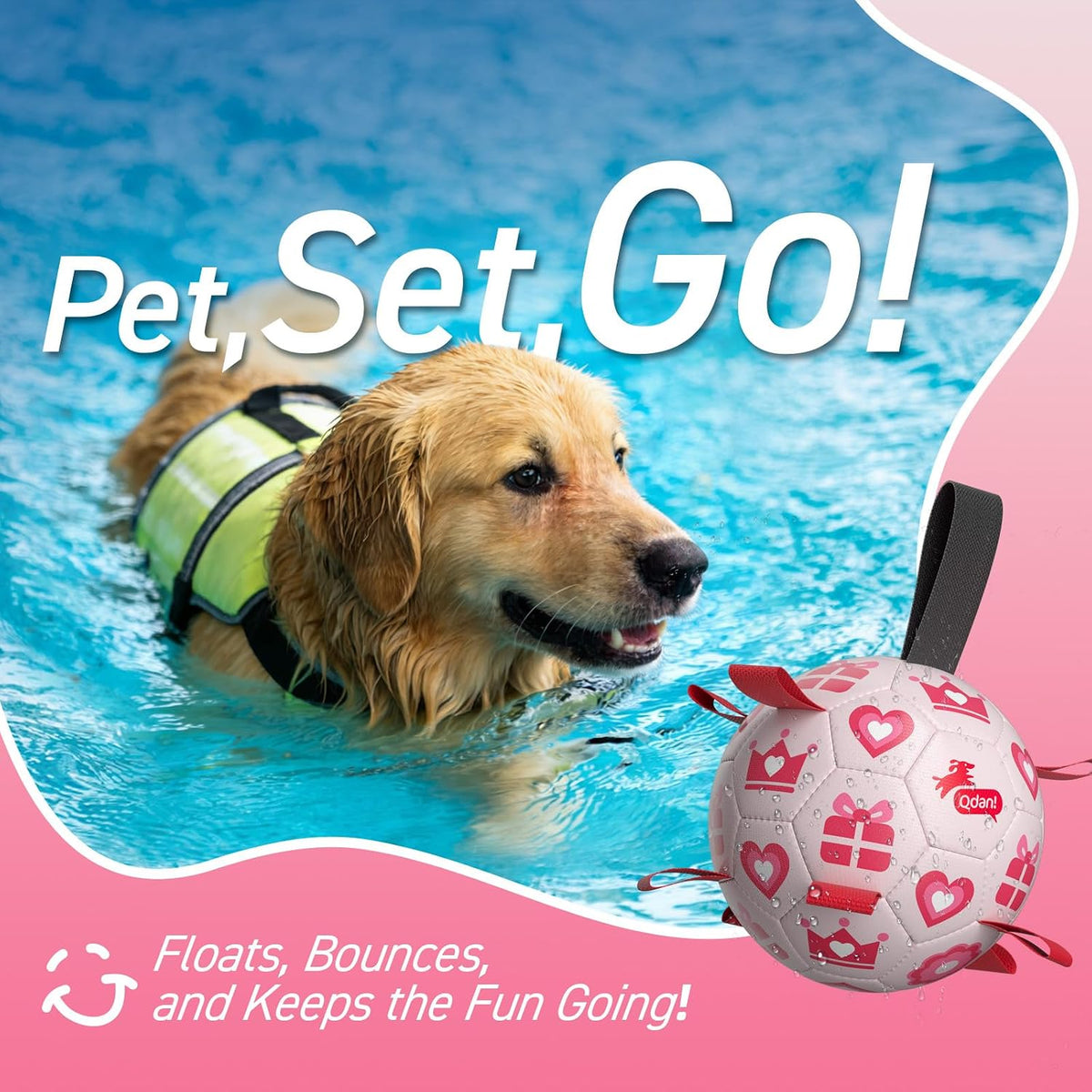 QDAN Juguetes para perros de regalo de San Valentín, pelota de fútb...