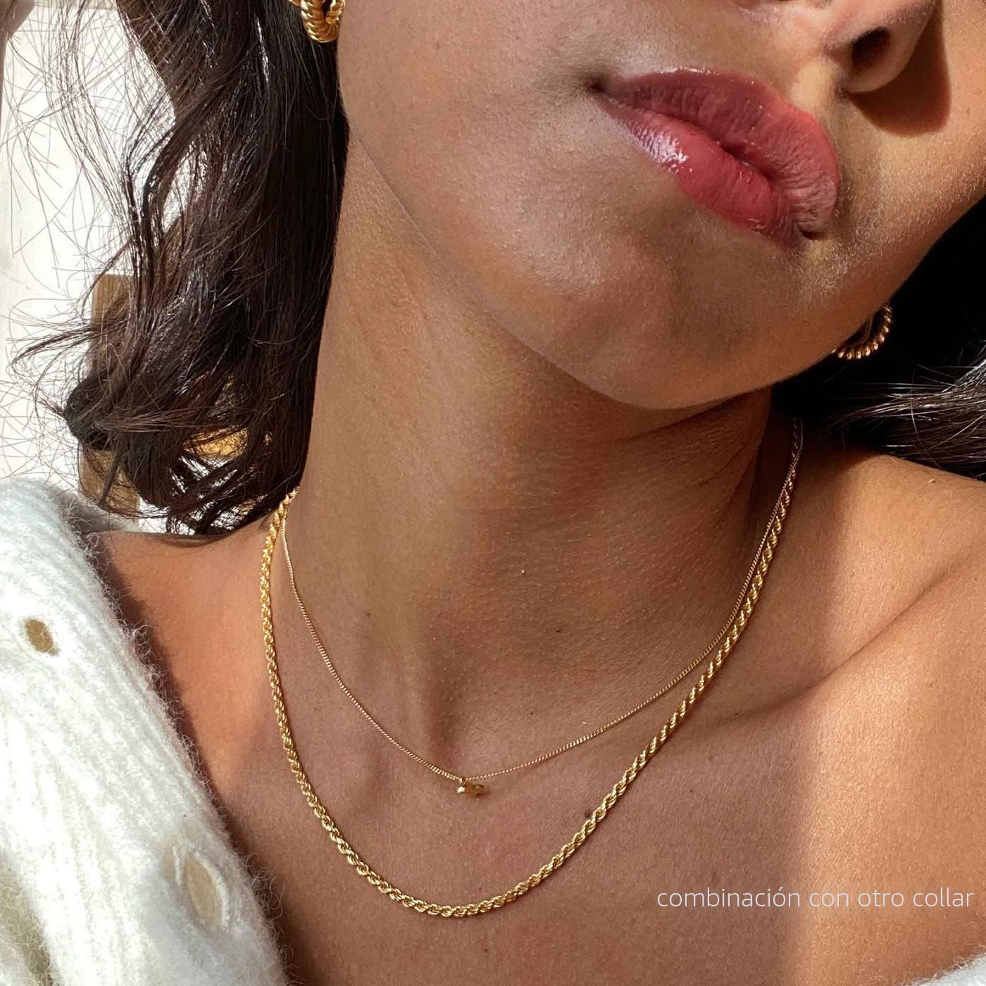 Freekiss Collar de espiga para mujer, serpiente chapada en oro de 1...