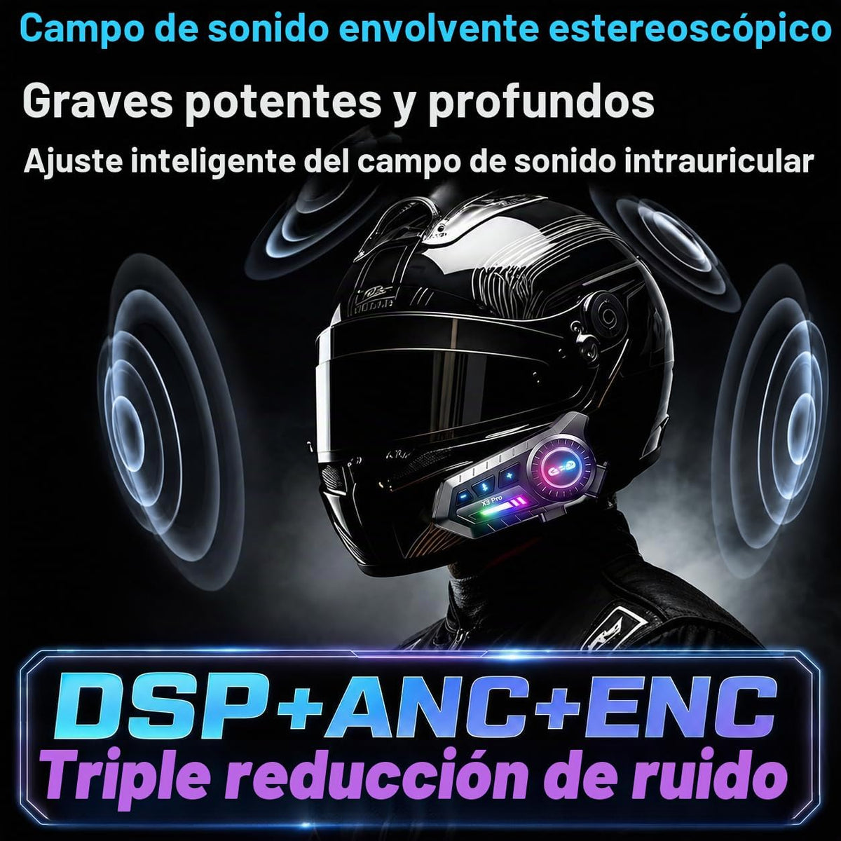 PUSABIYOU Auriculares Bluetooth para motocicleta con micrófono, sis...
