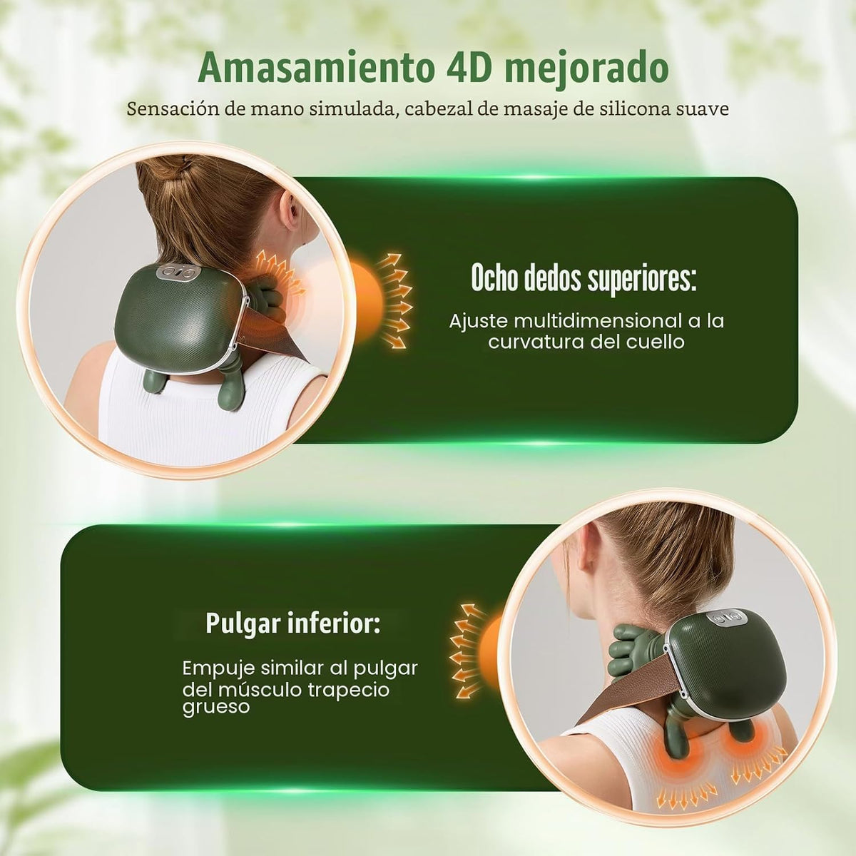Mgfdget Masajeador de cuello inalámbrico 4D de tejido profundo con...