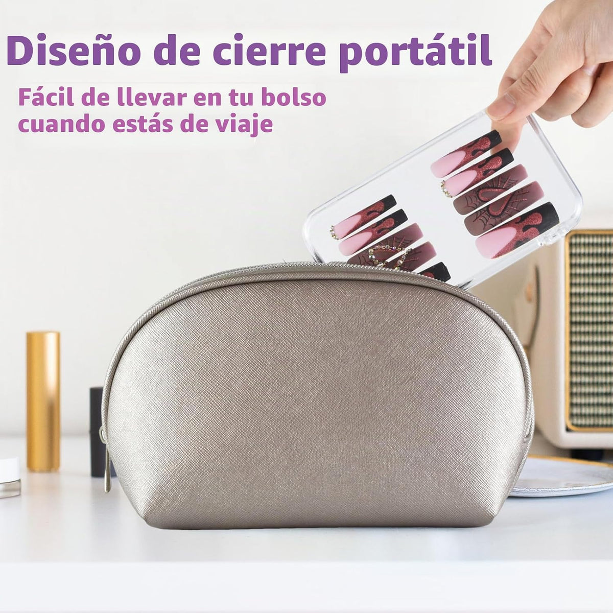 JynJyn 12 fundas de uñas postizas grandes, 5.1 x 2.95 pulgadas, con...