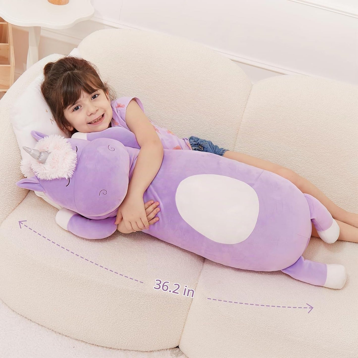 MorisMos Gran Animal de Peluche de Unicornio de 3 pies, Almohada de...