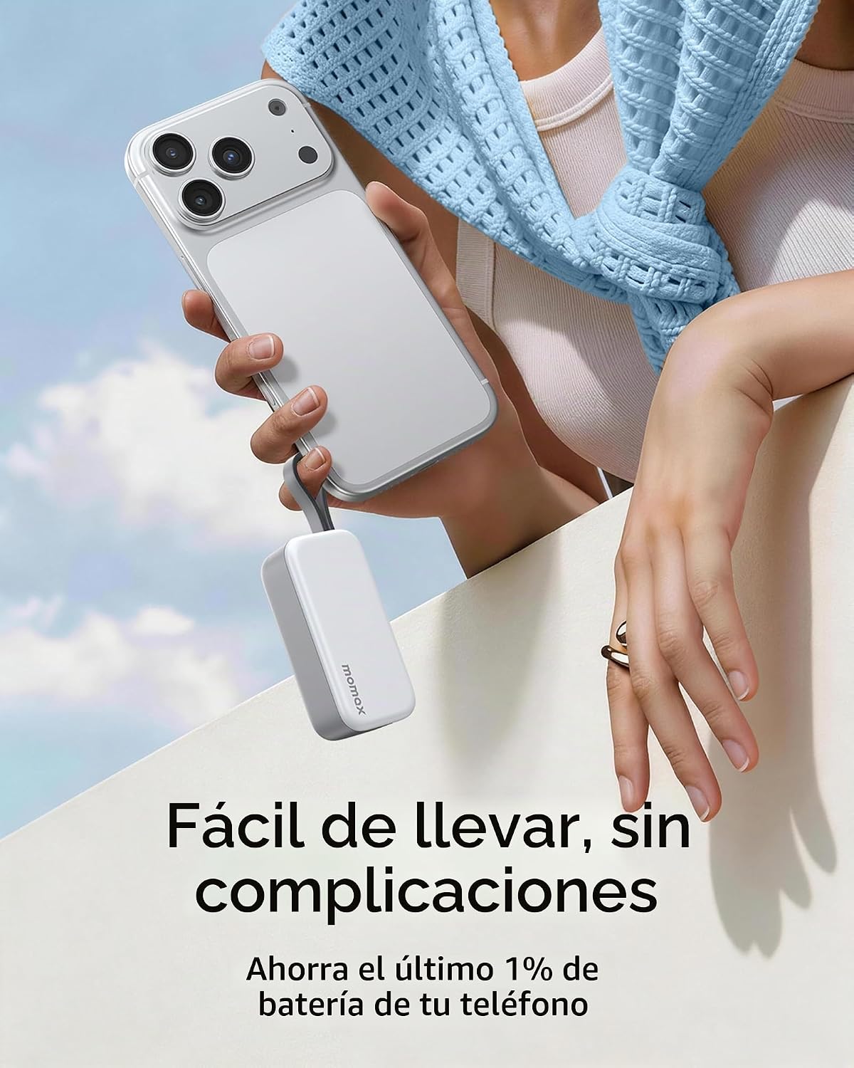 MOMAX Cargador portátil, 5000 mAh pequeño banco de energía PD 20 W...